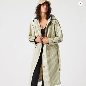 Lacoste Women’s Heritage Double Collar Check Cotton Blend Trench Coat 36